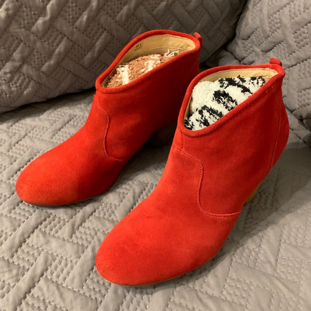 Red suede boots